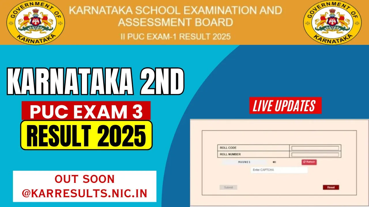 Karnataka 2nd PUC Exam 3 Result 2025